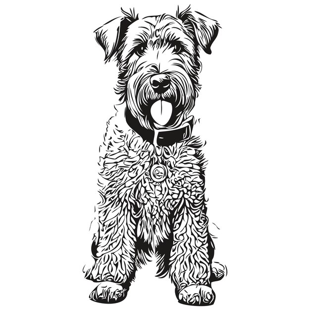 Vector airedale terrier perro realista mascota ilustración mano dibujo cara blanco y negro vector realista raza mascota