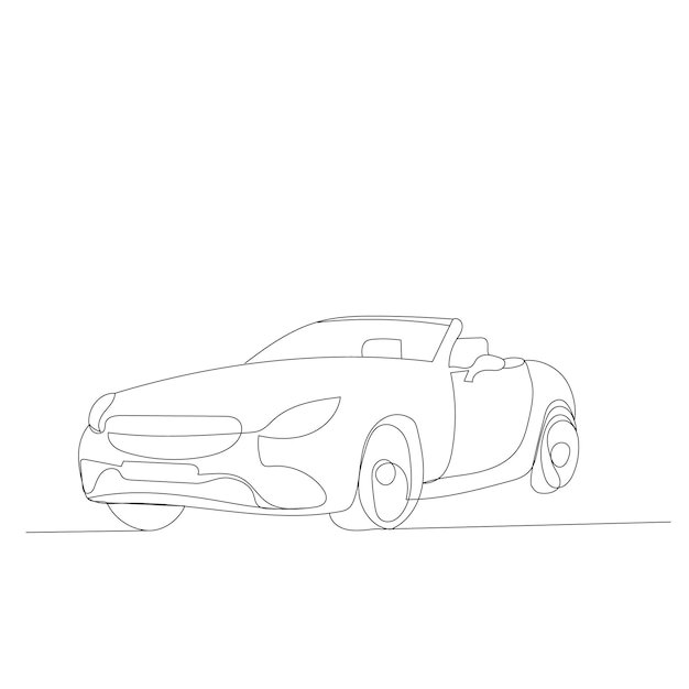 Aislado, coche de dibujo de una línea, boceto