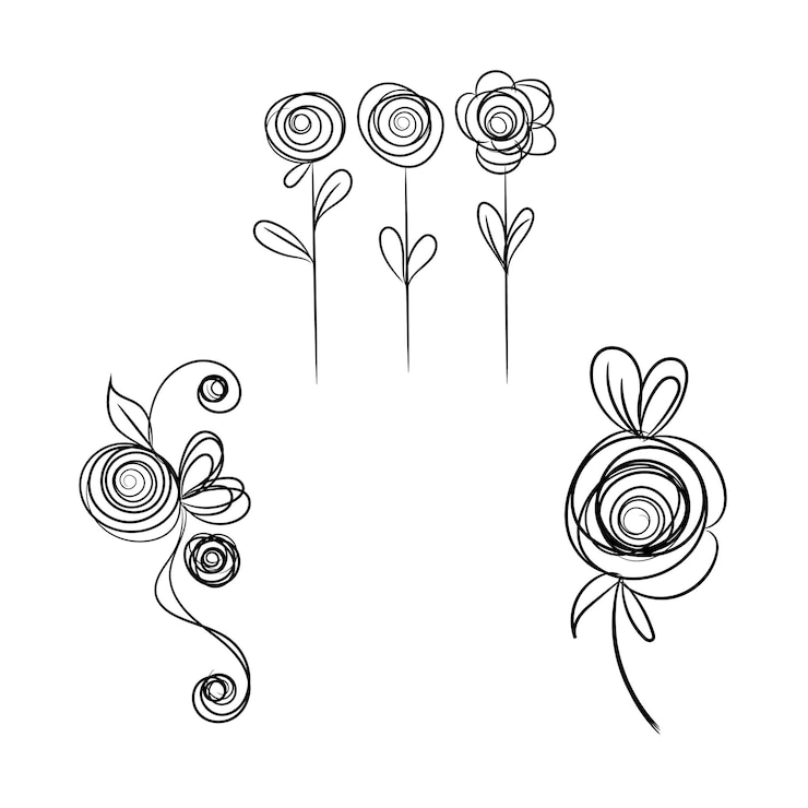 Vector aislado, margarita, arte lineal, floral clipart