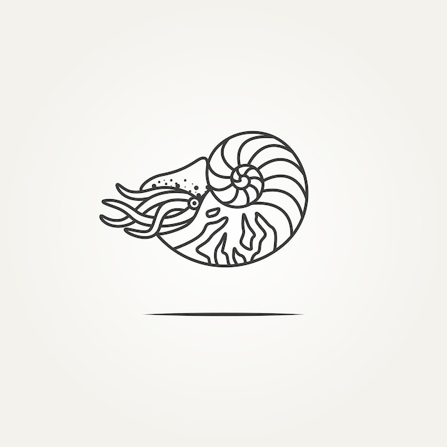 Aislado nautilus océano shell minimalista línea arte logotipo icono plantilla vector ilustración diseño