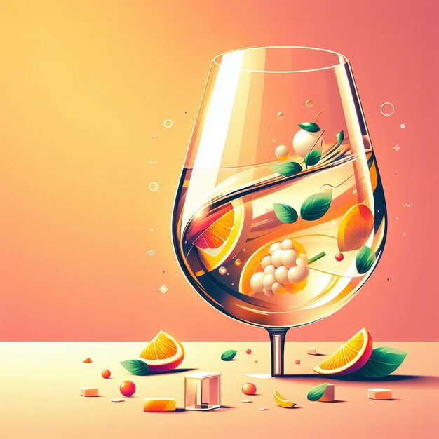 aislado vidrio moderno uvas frescas frutales y deliciosas vino blanco dibujo de icona de ilustración vectorial