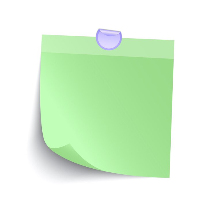 Vector aislamiento de nota adhesiva verde en blanco en la ilustración de vector de fondo gris
