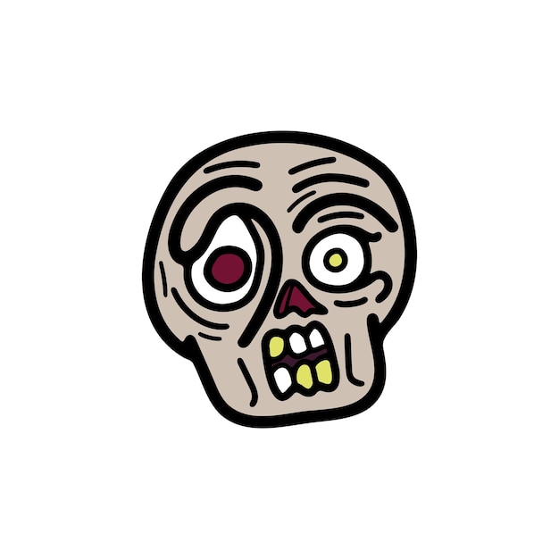 aislamiento del personaje del cráneo ilustrador plano en el fondo