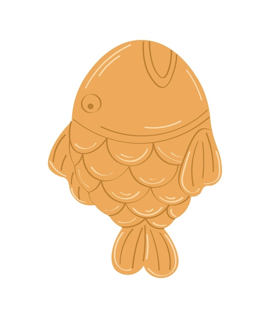 Aislamiento de pescado Taiyaki sobre fondo blanco. Gráficos vectoriales.