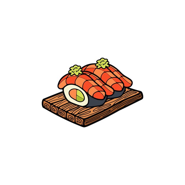 aislamiento sashimi sushi comida japonesa ilustración de estilo plano
