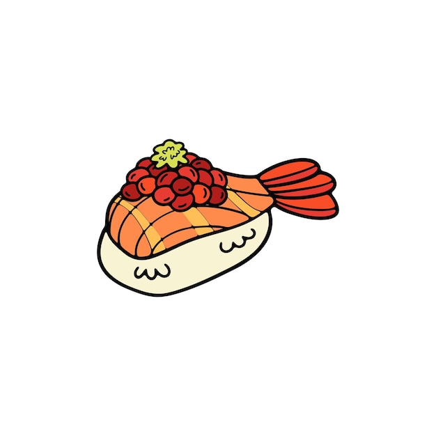 aislamiento de sushi de camarón comida japonesa ilustración de estilo plano