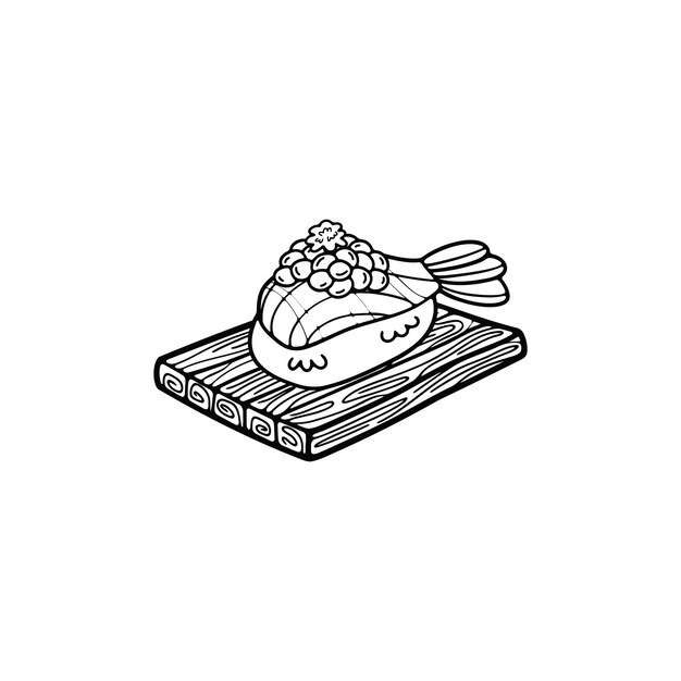 aislamiento de sushi de camarón comida japonesa ilustración de estilo plano