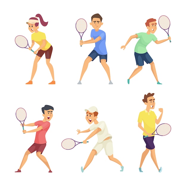 Aislante de los jugadores de tenis en el fondo blanco