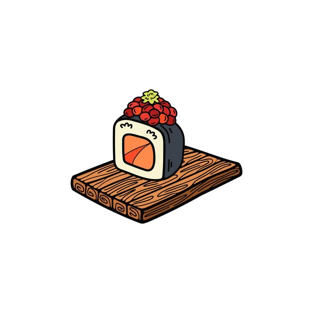 aislar maki sushi comida japonesa ilustración de estilo plano