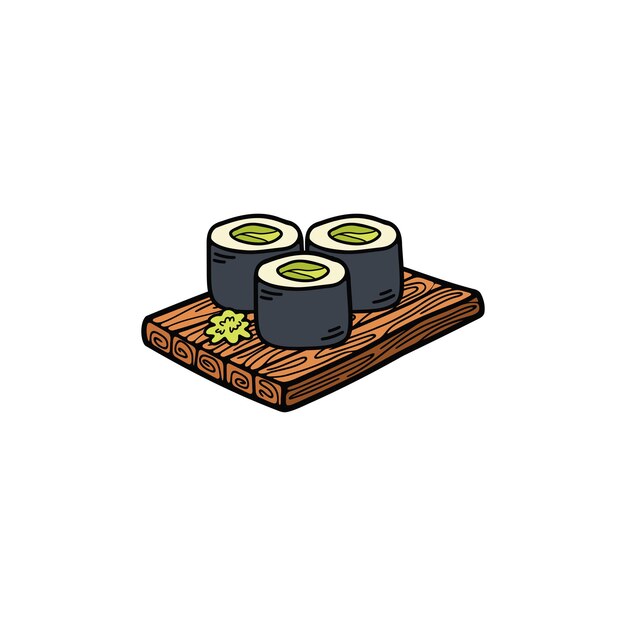 aislar maki sushi comida japonesa ilustración de estilo plano
