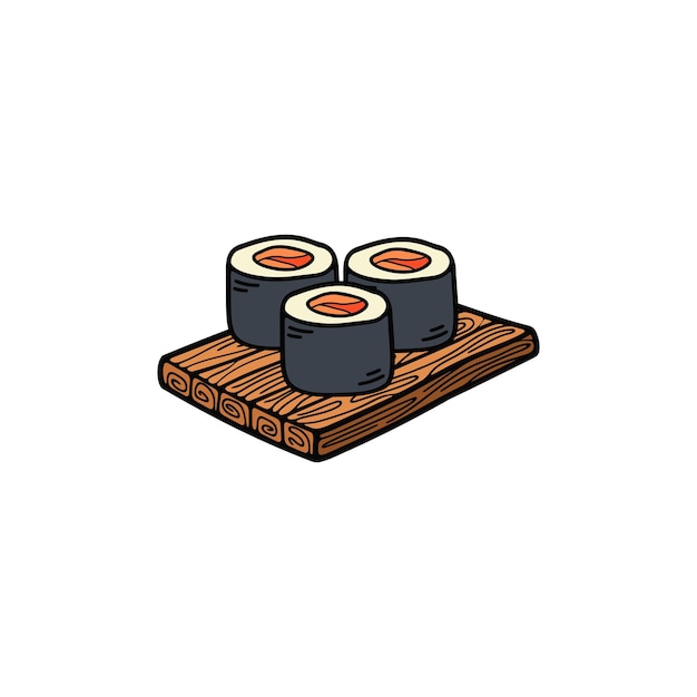 aislar maki sushi comida japonesa ilustración de estilo plano