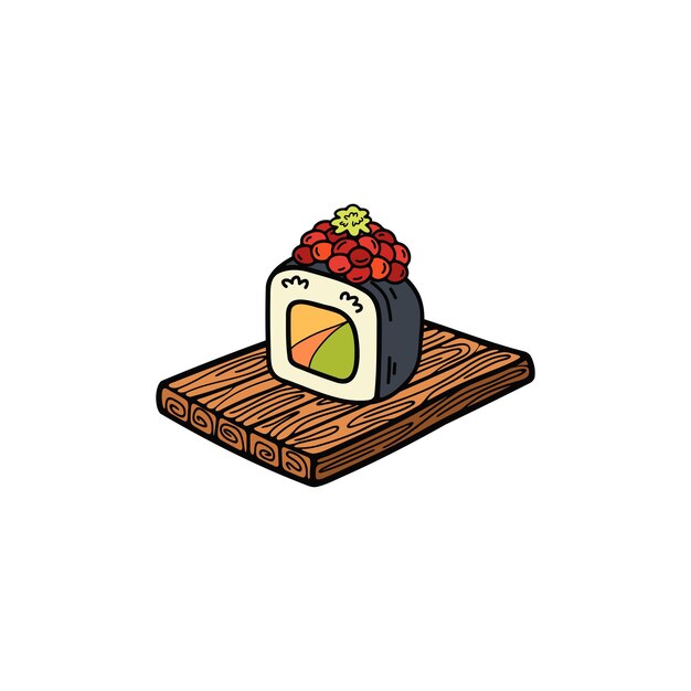 aislar maki sushi comida japonesa ilustración de estilo plano