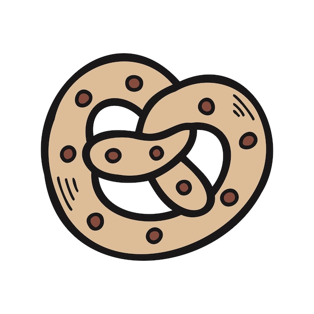 Aislar mano dibujar vector de pretzel de panadería