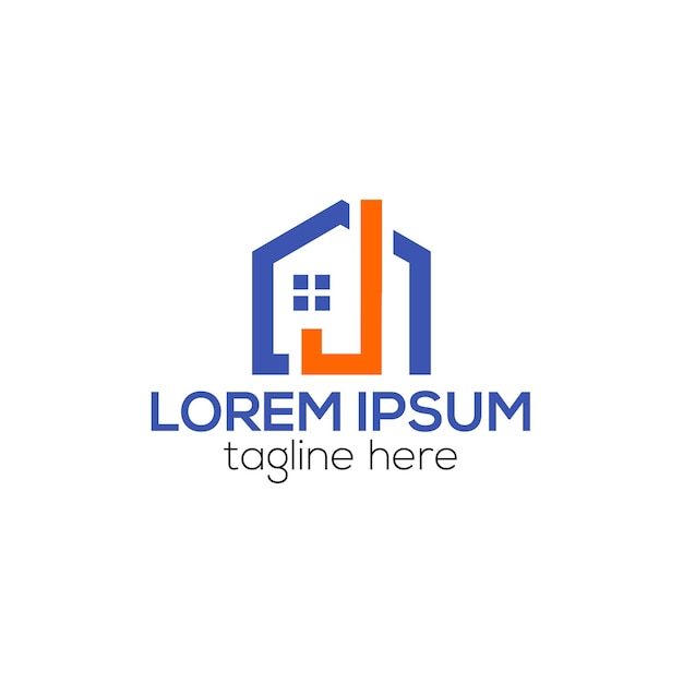 AJ construcción de letras concepto de diseño de logotipo de bienes raíces