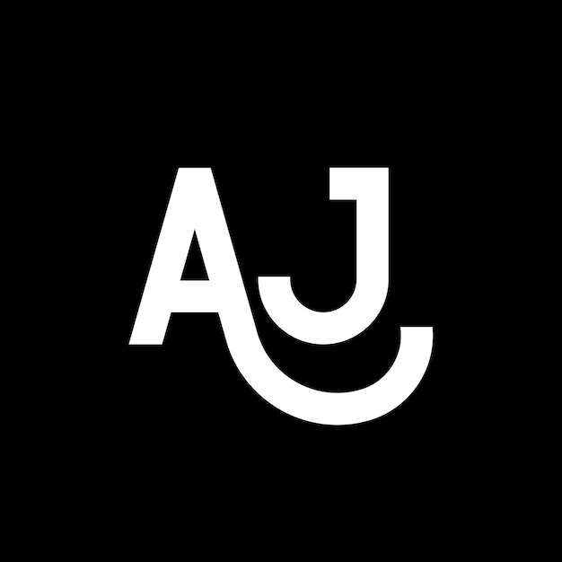 AJ diseño de letra de logotipo en fondo negro AJ iniciales creativas concepto de letra logotipo aj diseño de ícono AJ diseño de icono de letra blanca en fondo negro A J