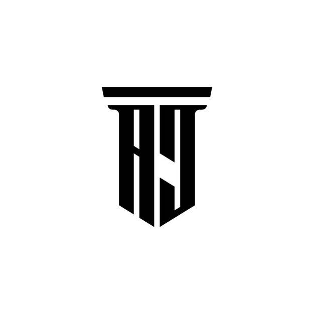 AJ monograma logotipo diseño carta texto nombre símbolo monocromo logotipo alfabeto carácter simple logotipo