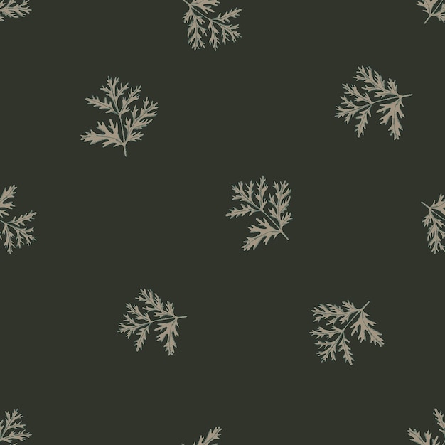 Vector ajenjo de patrones sin fisuras sobre fondo gris oscuro. hermoso adorno vegetal. plantilla de textura aleatoria para tela.