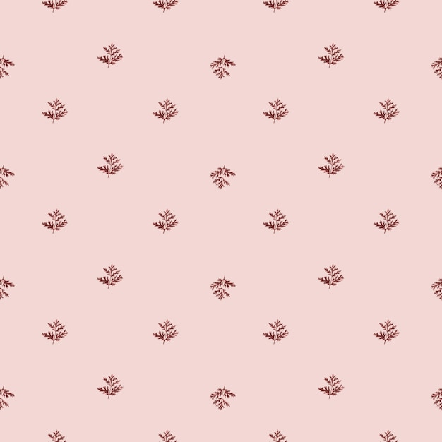 Ajenjo de patrones sin fisuras sobre fondo rosa. Hermoso adorno vegetal. Plantilla de textura geométrica para tela. Ilustración de vector de diseño.