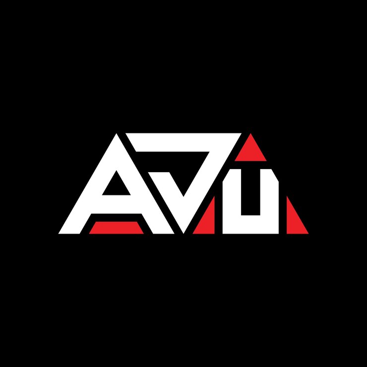 Vector aju diseño de logotipo de letra triangular con forma de triángulo aju diseño del logotipo triangular monograma aju triángulo vectorial plantilla del logotipo con color rojo aju logo triangular sencillo elegante y lujoso aju logotipo