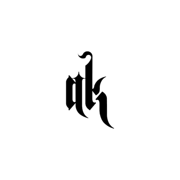 AK Monogram Logo Design letra texto nombre símbolo monocromo logotipo alfabeto carácter simple logo
