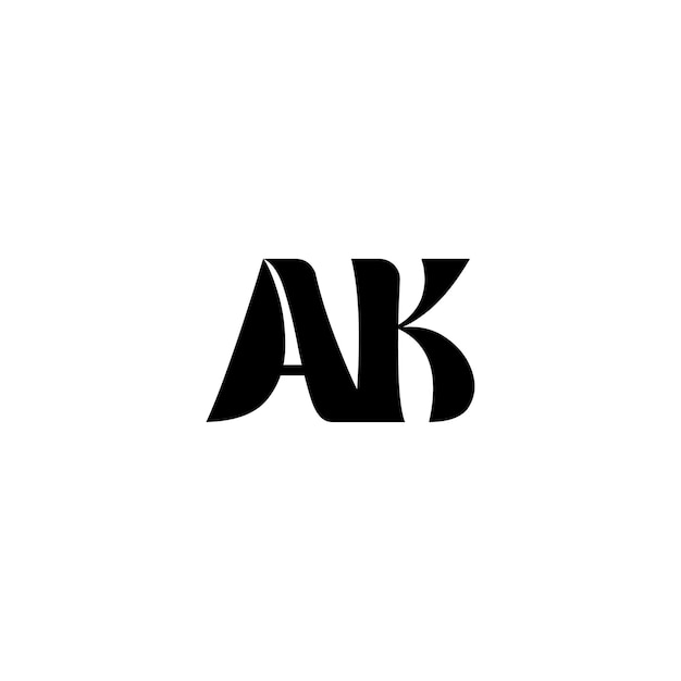 AK Monogram Logo Design letra texto nombre símbolo monocromo logotipo alfabeto carácter simple logo