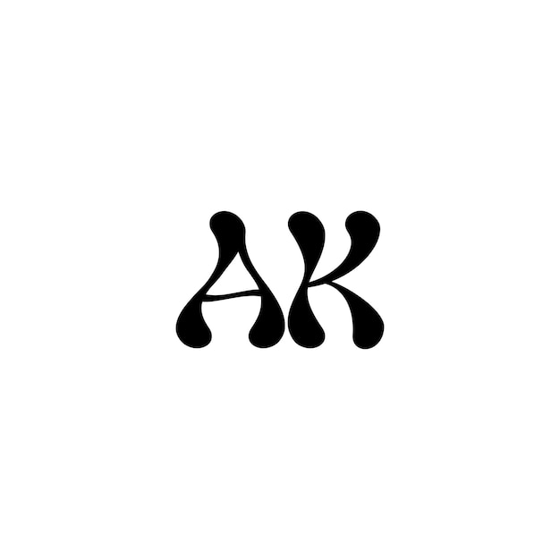 AK Monogram Logo Design letra texto nombre símbolo monocromo logotipo alfabeto carácter simple logo