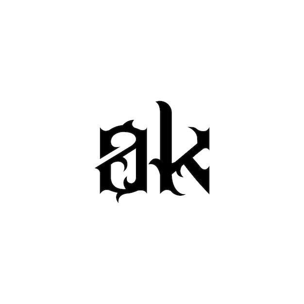 AK Monogram Logo Design letra texto nombre símbolo monocromo logotipo alfabeto carácter simple logo