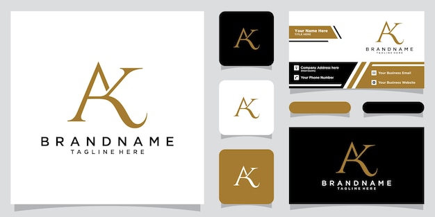 AK o KA iniciales monograma letra texto alfabeto diseño de logotipo Vector Premium