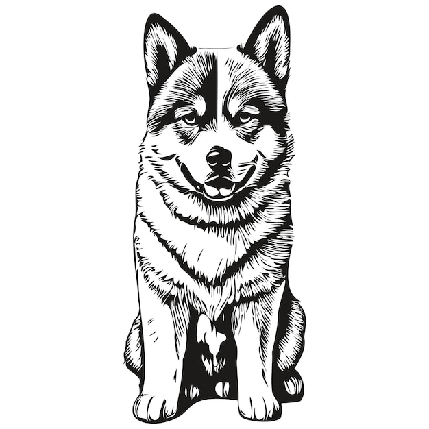 Vector akita perro cara vector retrato divertido contorno mascota ilustración fondo blanco raza realista mascota