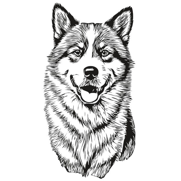 Akita perro logo vector blanco y negro vintage lindo perro cabeza grabado raza realista mascota