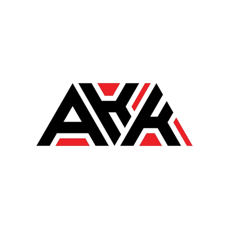 Vector akk triángulo letra diseño de logotipo con forma de triángulo akk logotipo triángulo diseño monograma akk triangle vector logotipo plantilla con color rojo akk logo triangular sencillo elegante y lujoso logotipo akk