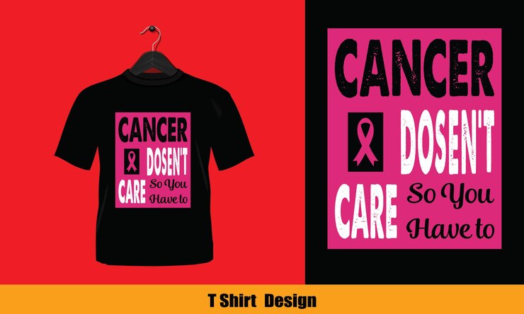 Al cáncer no le importa, así que tienes que ponerte una camiseta - Diseño de camisetas tipográficas.