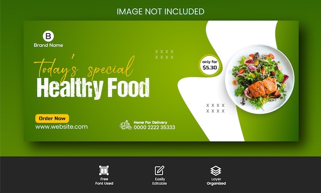 Al día especial delicioso menú de comida vegetal diseño de portada de facebook promocional