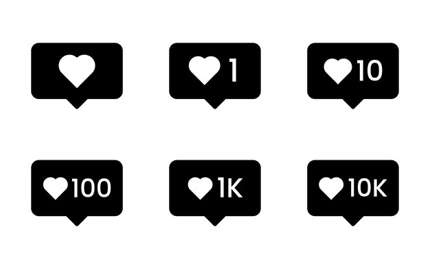 Al igual que la notificación del botón icono negro le gusta el vector de diseño