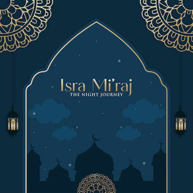 Al Isra wal Miraj Profeta Muhammad Ilustración vectorial Perfecto para tarjetas de felicitación carteles pancarta