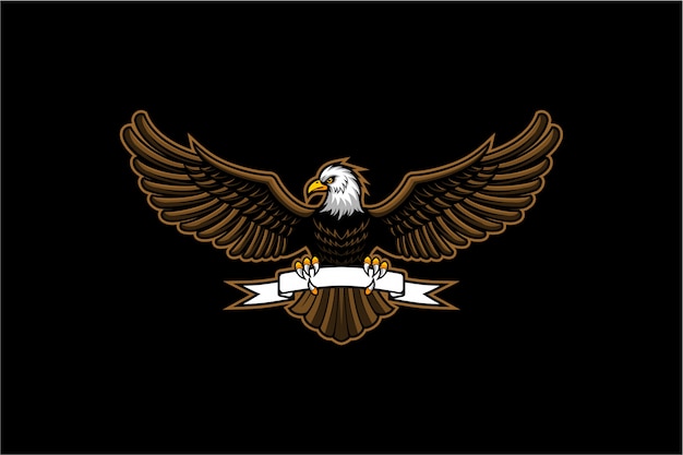Ala de águila calva abierta con cinta