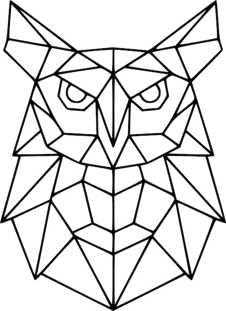 Vector ala cerrada de búho vector lineal de línea geométrica de pájaro