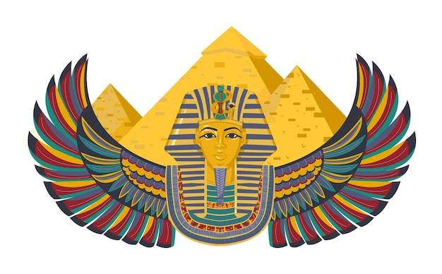 Ala egipto banner arte símbolo ornamento decorativo cultura antigua patrón egipcio diseño dibujos animados estilo vector ilustración