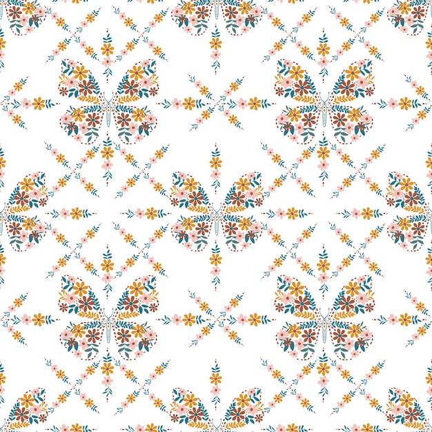 Ala de mariposa moderna de Liberty smaill flor patrón sin costuras vecrtor Diseño de ilustración para tela de moda textil papel tapiz cubierta web