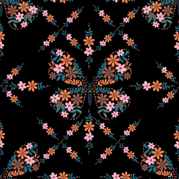 Ala de mariposa moderna de Liberty smaill flor patrón sin costuras vecrtor Diseño de ilustración para tela de moda textil papel tapiz cubierta web