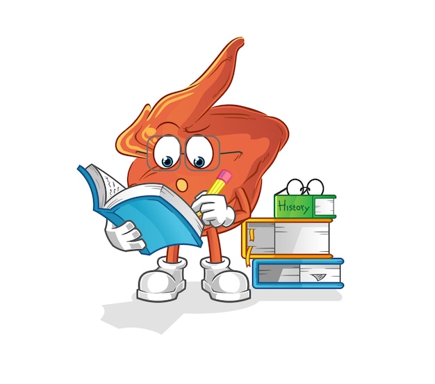 Ala de pollo estudiando mascota. vector de dibujos animados