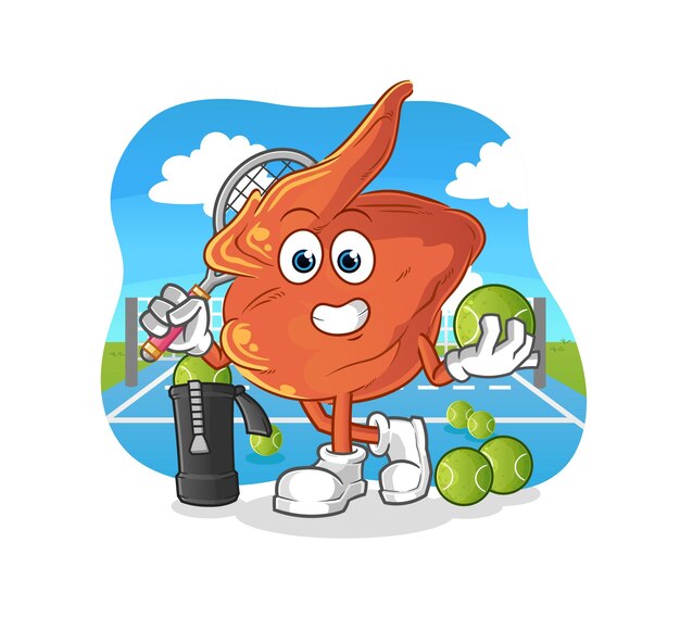 El ala de pollo juega la ilustración de tenis. vector de personaje