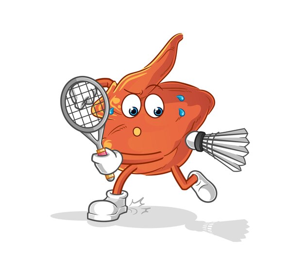 Ala de pollo jugando ilustración de bádminton. vector de personaje