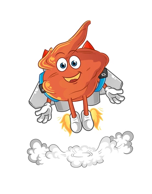 Ala de pollo con mascota jetpack. vector de dibujos animados