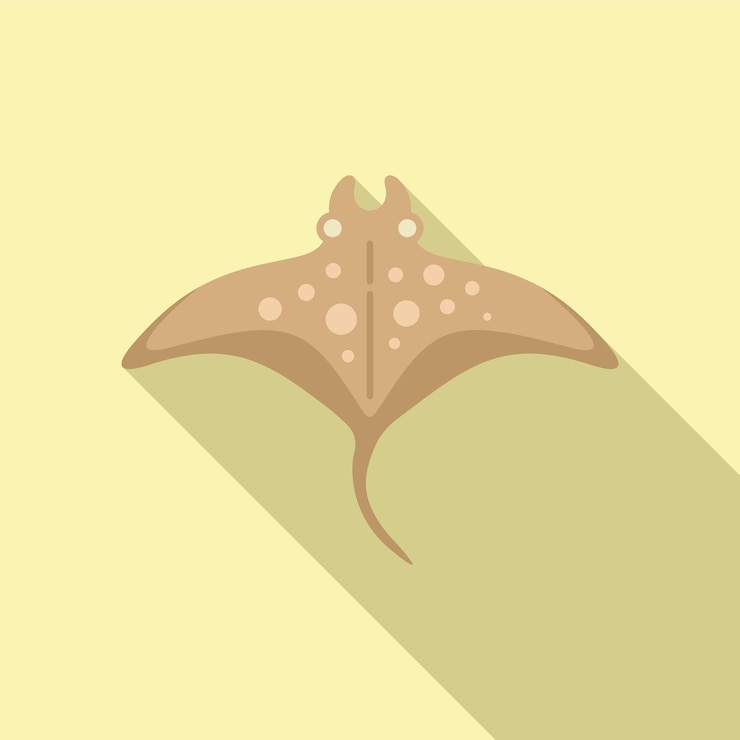 Vector ala de raya icono vector plano pez animal agua naturaleza