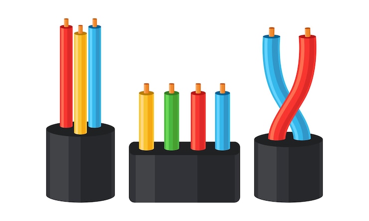 Vector alambre de cobre como cable eléctrico para generación de energía o conjunto vectorial de transmisión de energía