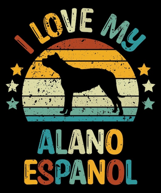 Alano Espanol silueta vintage y diseño de camiseta retro