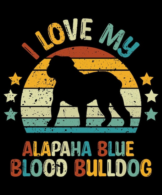 Alapaha Blue Blood Bulldog silueta vintage y diseño de camiseta retro