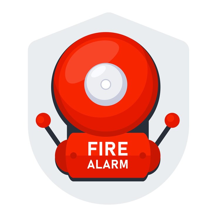 Vector alarma de incendio roja sistema de alarma de campana de señal dispositivo de prevención de emergencia