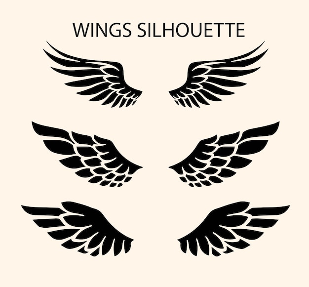 Alas de ángel alas de pájaro colección dibujos animados dibujados a mano ilustración vectorial